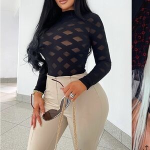 Fashion Nova Black Long Sleeve Fitted Bodysuit